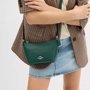 NWT - COACH Zip Top Crossbody Bag - CW336 Silver/Emerald Green